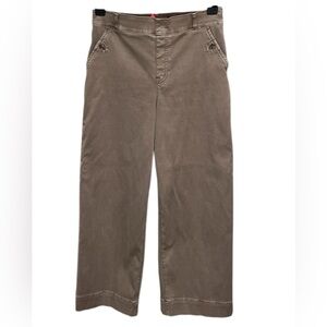 SPANX Women's Stretch Twill Cropped Tan Wide Leg Pants